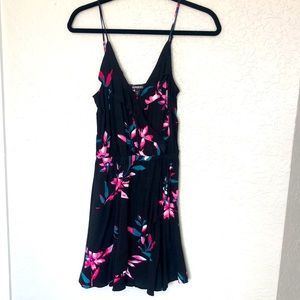 Floral ruffle wrap cami dress